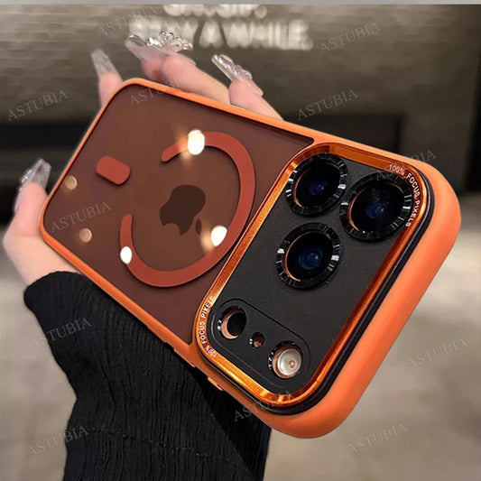 Eksklusivt magnetisk metalldeksel med linsebeskyttelse for iPhone 17 / 16 / 15 / 14 / 13 / 12 / 11 Pro Max / Plus – støtsikkert harddeksel med trådløs lading